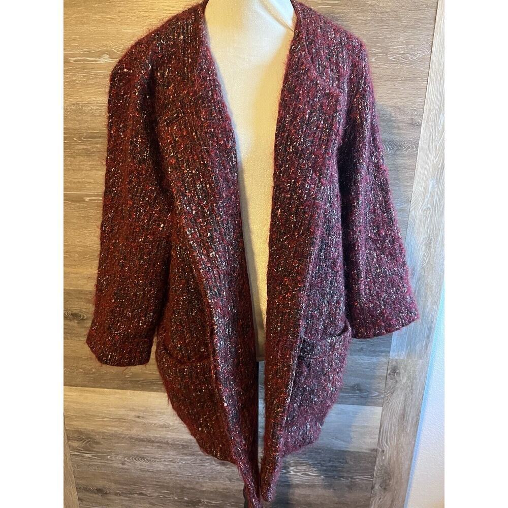 Yansi Fugel Womens Red Wool Jacket Blazer Double Breasted Size M Pockets